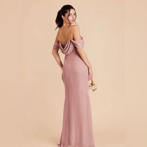 Birdy gray pink fairycore style with convertible sleeves maxi gown